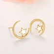  Star and moon earrings for students, female metal simple star and moon earrings, star and moon shining together, daily earrings