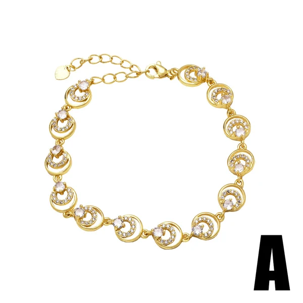 AS jewelry hot selling love full zircon bracelet copper plated real gold moon bracelet hand jewelry brb84