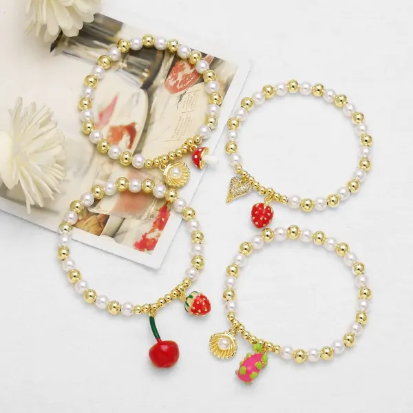 AS jewelry European and American new pearl fruit love strawberry bracelet gold-plated oil drop bracelet hand jewelry brm73