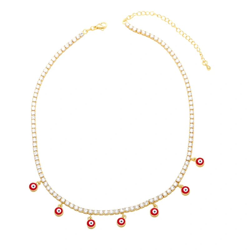 Clearance round devil's eye zircon necklace European and American style niche full diamond sweet cool hot girl style clavicle chain nkb689