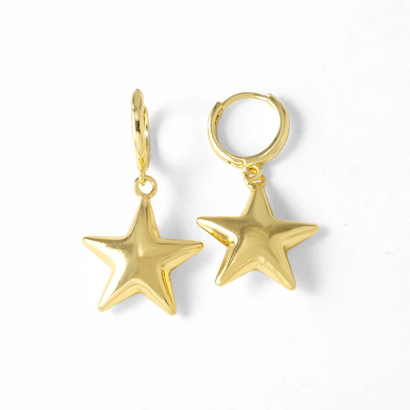Clearance AS jewelry European and American five-pointed star pendant dripping copper 18k gold-plated women's earrings earrings era108