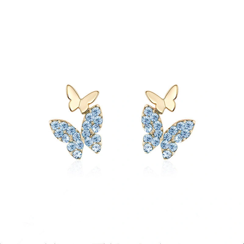 Korean cute small butterfly earrings, simple and elegant small earrings, the same style as the Internet celebrity fairy earrings
