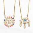 Clearance European and American creative diamond devil eye necklace niche design zircon tassel eye pendant nkb051