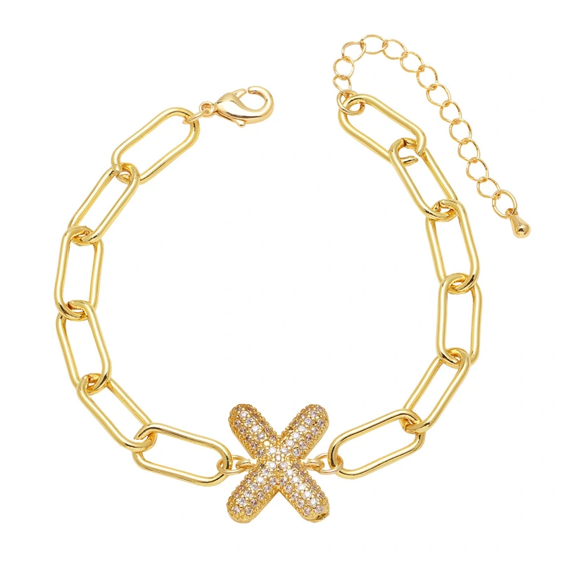 AS jewelry European and American hot-selling copper plated 18k gold zircon 26 English letters love bracelet jewelry brh51