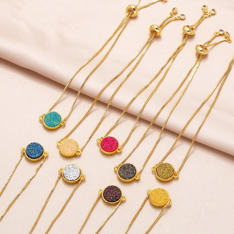 European and American style round bracelet niche design high-end copper plated 18k gold hand jewelry bracelet female brc55