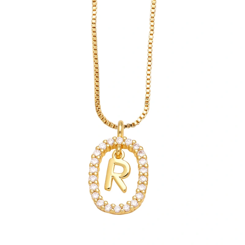 AS jewelry new style inlaid zircon 26 English letters necklace female gold-plated clavicle chain nka019