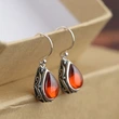 New earrings, teardrop-shaped, retro, old-fashioned earrings, ethnic style, ancient silver Tibetan earrings