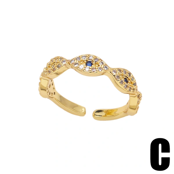 Clearance European and American jewelry micro-inlaid zircon devil's eye ring niche retro eye open ring rip21