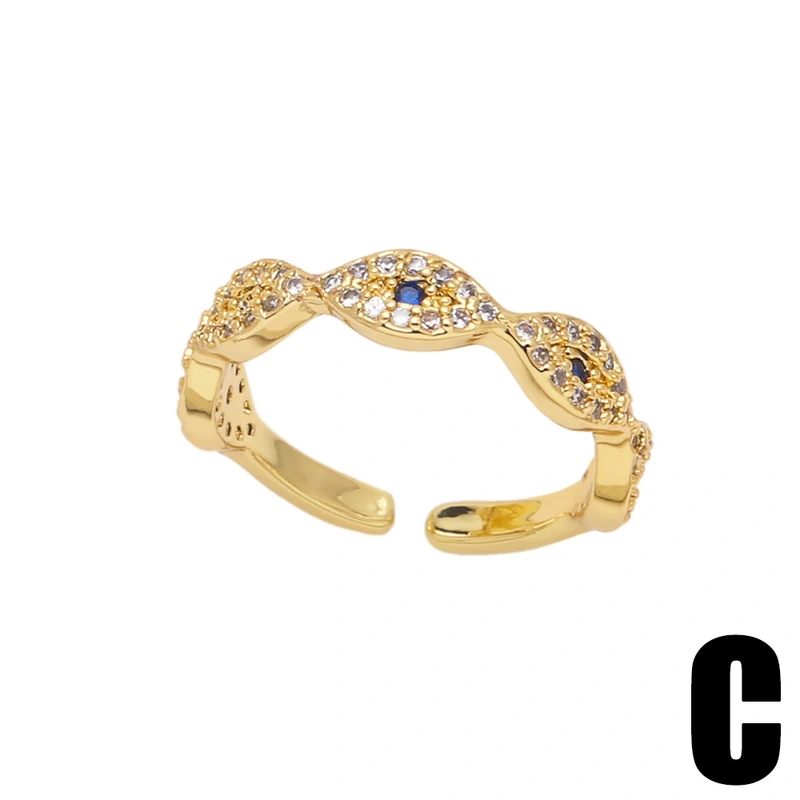 Clearance European and American jewelry micro-inlaid zircon devil's eye ring niche retro eye open ring rip21