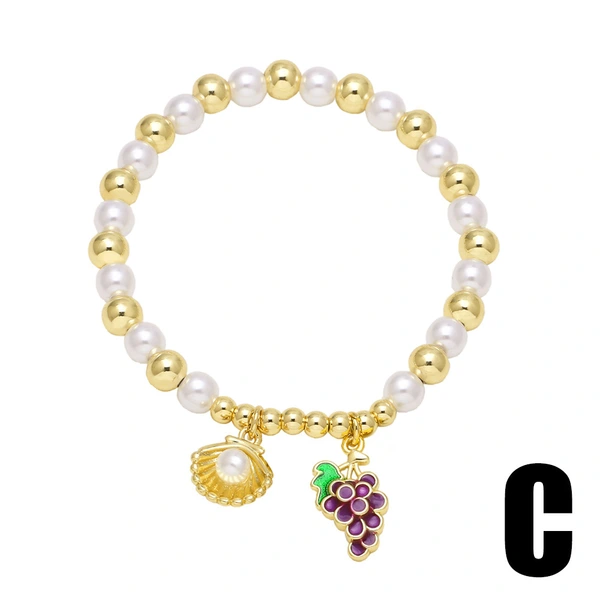 AS jewelry European and American new fruit cherry grape pendant bracelet pearl gold-plated bracelet hand jewelry brm75