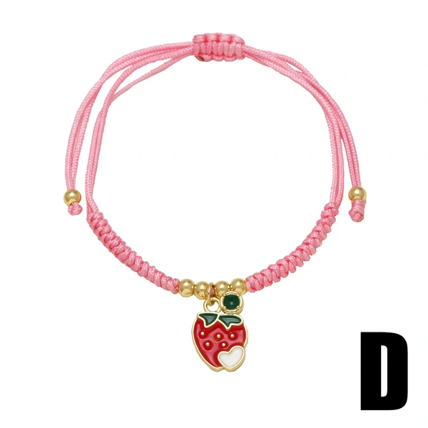AS jewelry new fruit strawberry pendant red rope braided bracelet brj53 bracelet