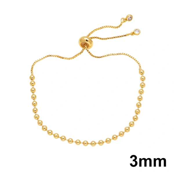 Popular all-match adjustable pull-out round bead bracelet copper 18K gold beaded bracelet bra70