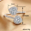 High-end fashion style open ring double heart zircon ring engagement ring true love law aesthetic ring