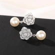 Factory wholesale rose imitation pearl earrings for women camellia ladies princess jewelry fashionable and elegant style