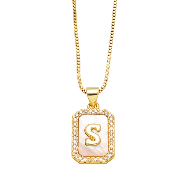 AS jewelry European and American new shell cube 26 English letters necklace clavicle chain female nkb581