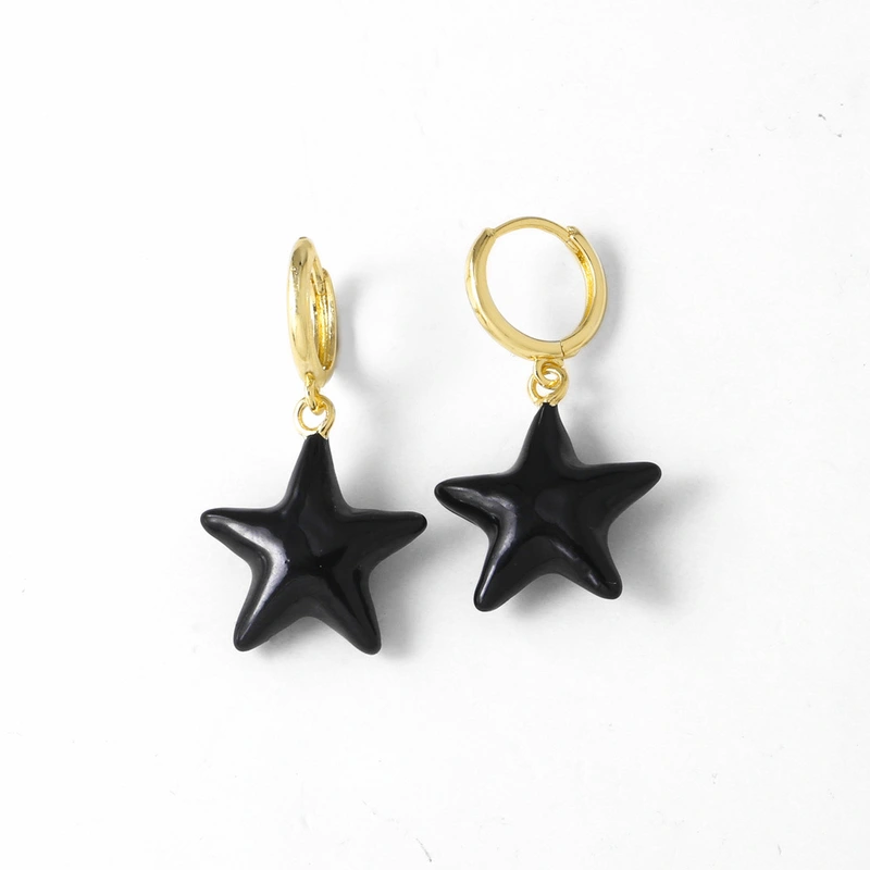 Clearance AS jewelry European and American five-pointed star pendant dripping copper 18k gold-plated women's earrings earrings era108