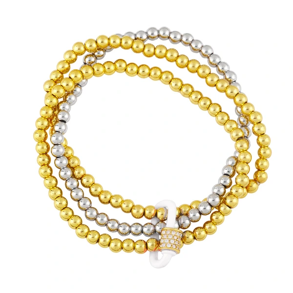 European and American jewelry creative personality fashion trend bracelet hip hop metal round bead multi-layer bracelet bre35