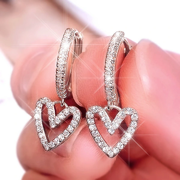 Creative new hollow heart-shaped drop earrings sweet style love earrings for women Chinese Valentine's Day gift