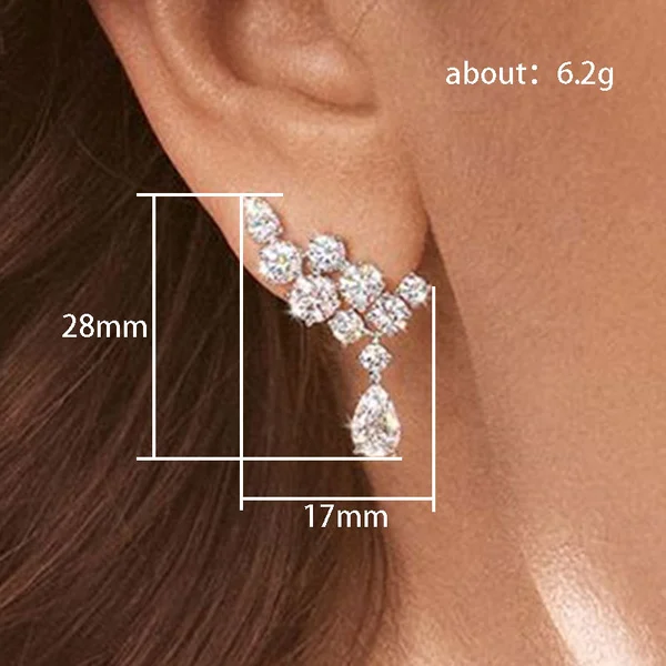 Korean fashion hot selling earrings with diamonds and popular leaf tassel earrings, leaf shaped teardrop earrings wholesale
