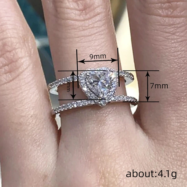  New double-layer love ring for women, princess-style luxury ring, factory direct sales, elegant lady style