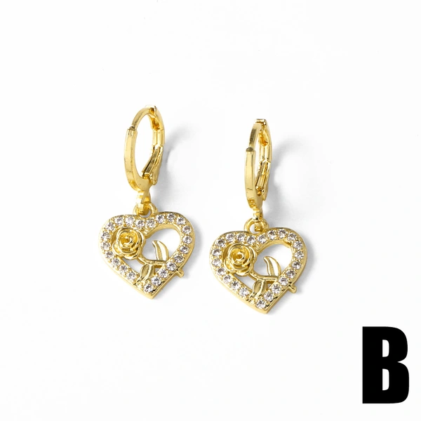 AS jewelry new 18k gold inlaid zircon love four-leaf clover pendant earrings earrings era050