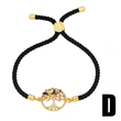 European and American fashion black rope bracelet men and women niche high-end tree of life inlaid zircon hand jewelry brm55