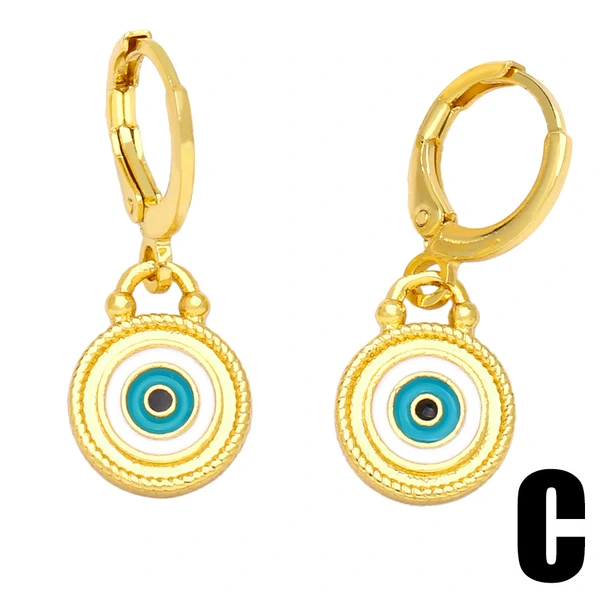 European and American personality earrings devil eye earrings colored zircon oil drop eye earrings ear buckle era200