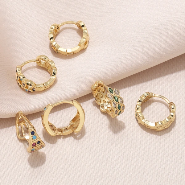 European and American fashion high-end earrings for women niche design inlaid with colored zircon gold-plated earrings earrings eru21