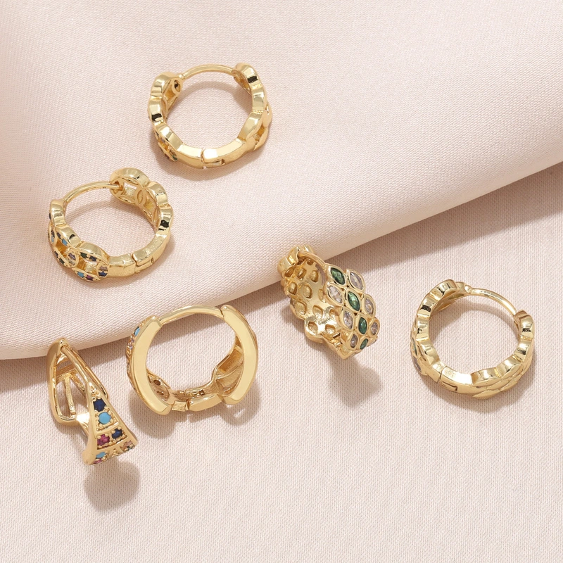 European and American fashion high-end earrings for women niche design inlaid with colored zircon gold-plated earrings earrings eru21