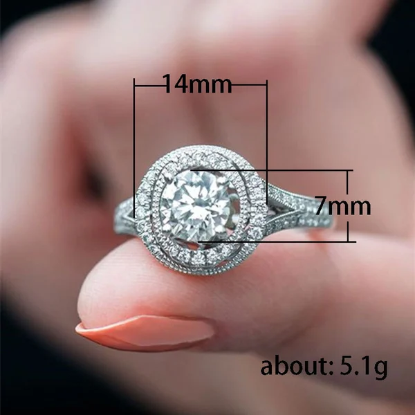 Round zircon ring female Korean style niche wedding ring TikTok live hot selling supply wholesale