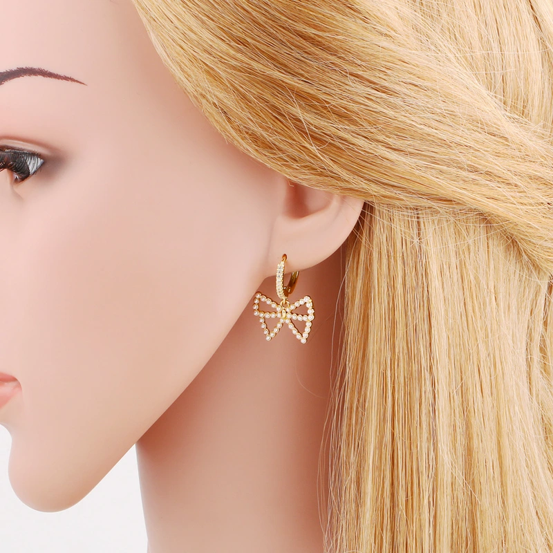 AS jewelry earrings European and American love earrings female pearl bow gold-plated star earrings era176