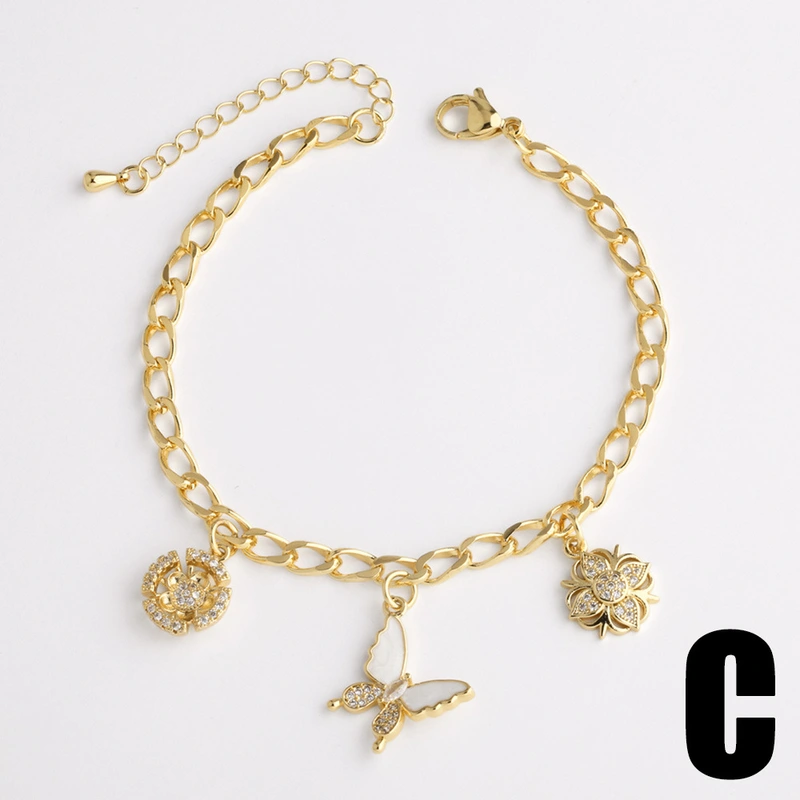 Jewelry new full zircon cherry pendant bracelet gold-plated butterfly hand jewelry bracelet brj17 bracelet