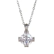  European and American light luxury temperament necklace unique design four claw new style pendant princess fat square diamond necklace