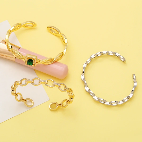 bracelet European and American style fashion geometric zircon bracelet female temperament light luxury high-end open bracelet brd58