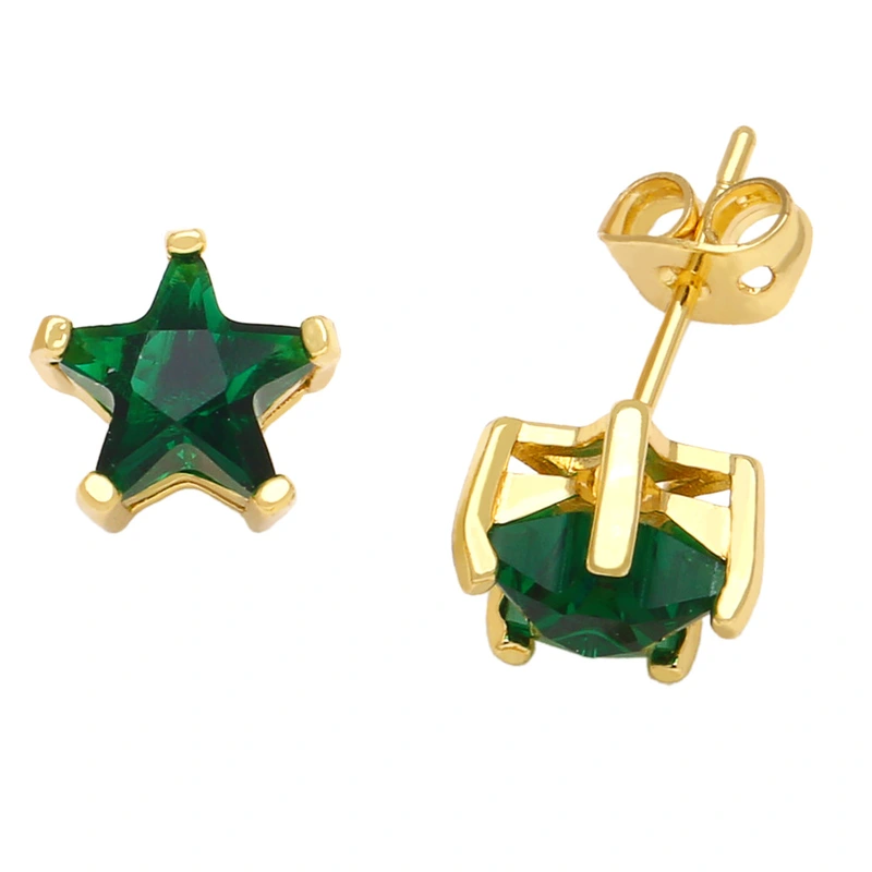 Five-pointed star earrings for women European and American style fashion simple small inlaid colored zircon star earrings era131
