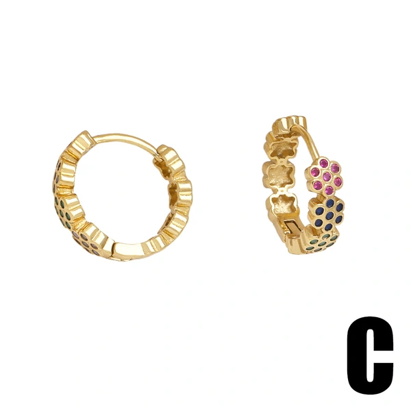 Hot selling colorful zircon earrings temperament versatile gold-plated earrings female erv26