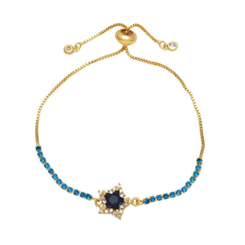 European and American simple fashion star bracelet female niche design inlaid with colored zircon adjustable bracelet brk92