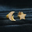 Small fresh and high-end earrings, creative asymmetrical star and moon earrings, niche elegant and fashionable earrings