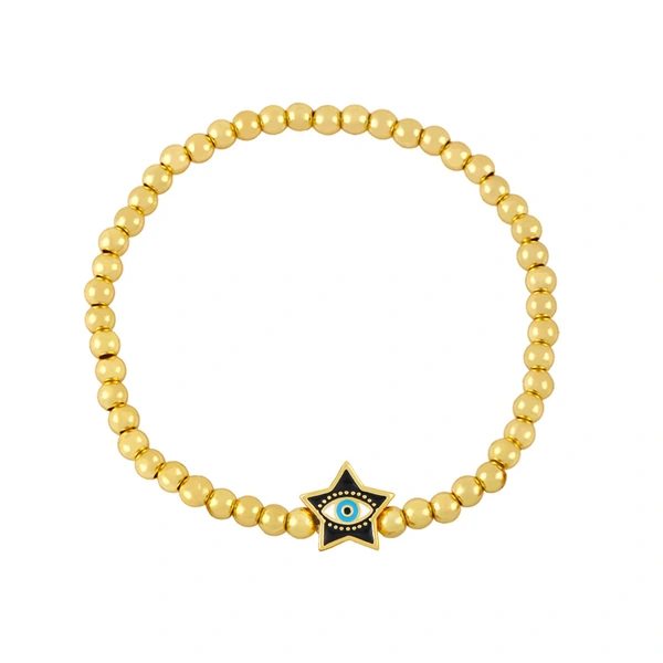 Clearance Five-pointed Star Devil's Eye Beaded Bracelet Women's European and American Simple Gold Bead Elastic Bracelet bre74