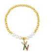 26 English letters bracelet female European and American copper beads pearl elastic bracelet fashion crown letter bracelet brf80