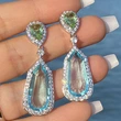 New earrings niche design sea blue zircon wedding earrings chic bridal evening earrings