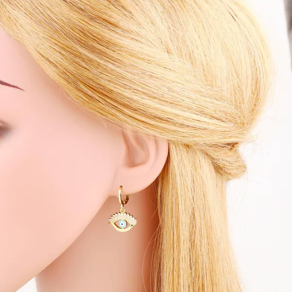 European and American personality exaggerated devil eye earrings female temperament versatile eyes inlaid with colored diamond earrings era201