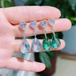 Exquisite light sea blue colored gemstone crystal zircon earrings summer new light luxury pear-shaped teardrop earrings