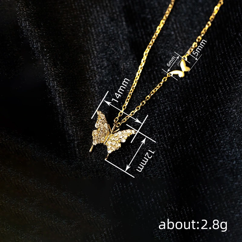   Hot selling butterfly exquisite necklace micro inlaid zircon exquisite jewelry female sweet and elegant lady style