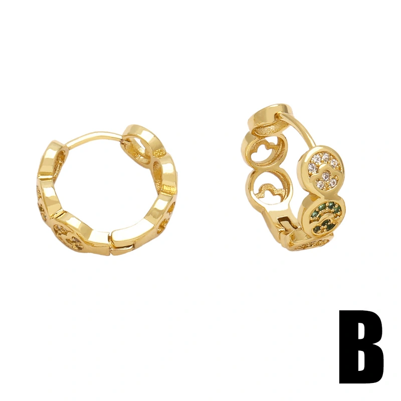 Hot selling gold-plated fashion earrings personality creative inlaid with colorful zircon high-end earrings erw53