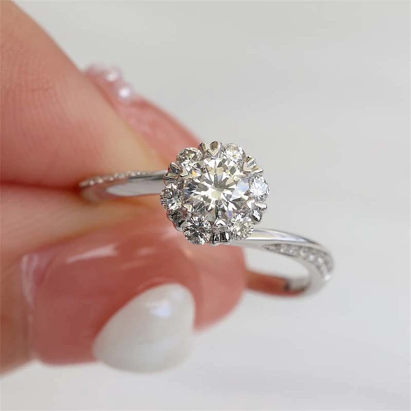  Japanese and Korean new bouquet proposal simulation diamond ring swing arm design high-end ring temperament versatile ring