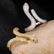 New full zirconium super flash U snake-shaped ring female niche design high-end light luxury trend open ring