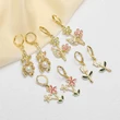 Jewelry Europe and the United States hot selling copper plated 18k gold rose flower pendant earrings erz09 earrings