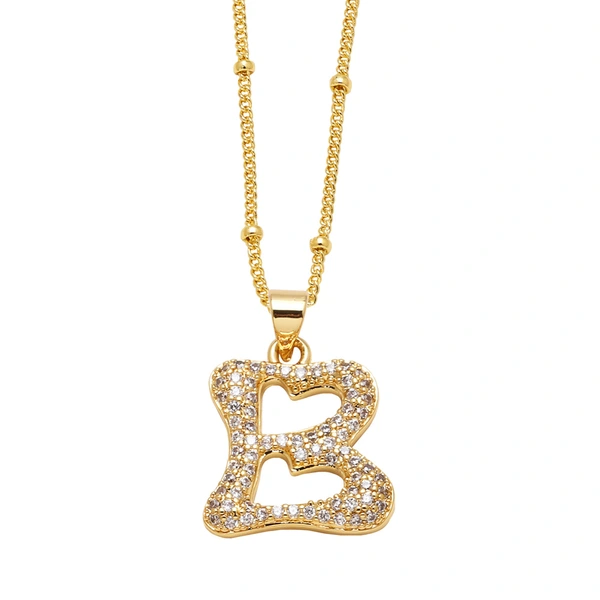 AS jewelry European and American new 26 English letters pendant necklace copper plated 18k gold clavicle chain nkb327