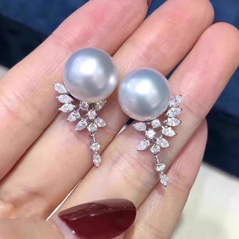  Celebrity dress imitation pearl earrings for women, elegant temperament, geometric zircon earrings, design, light luxury jewelry
